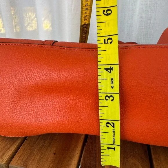 Tory Burch Perry Triple Compartment Tote Bag Canyon Orange Pebbled Leather Tote - Picture 14 of 15